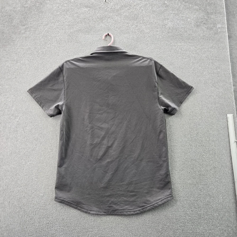 BYLT Men Polo XL Gray Polka‎ Dot Drop Cut Polo Button Short Sleeve